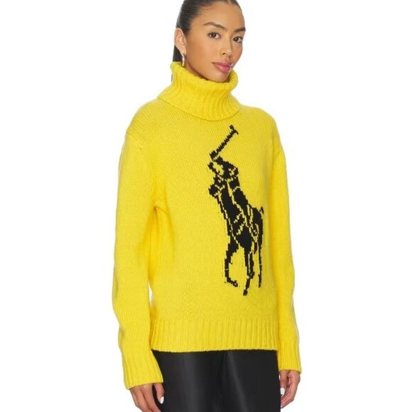 Polo Ralph Lauren Classic cashmere turtleneck yellow women's sweater - Picture 2 of 9